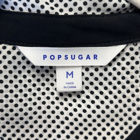 POPSUGAR Women's Long Sleeve Polka Dot Blouse in White/Black - Sz M - Picture 4 of 5